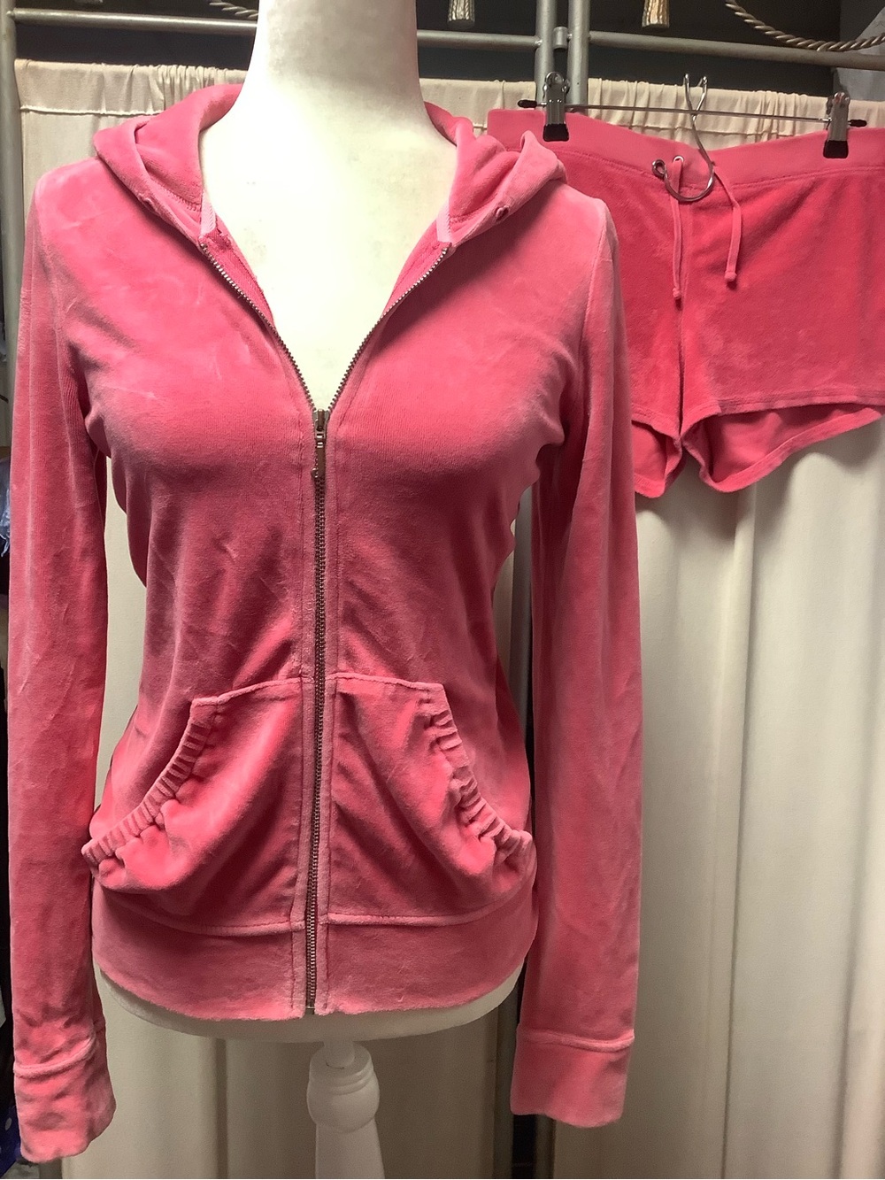 Juicy Couture Y2K Velour Zip Hoodie Terry Shorts